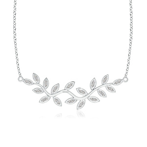 Joyería romántica con diseño de hoja y diamantes cultivados en laboratorio, chapada en rodio, para uso diario de mujeres, en oro de 10K, 14K, 18K, plata 925 y 935. - Product Image 1
