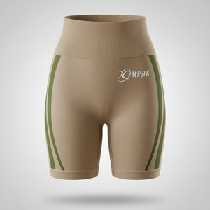 กางเกงขาสั้นออกกำลังกายเอวสูงสำหรับผู้หญิง ระบายอากาศได้ดี สไตล์สตรีทแวร์ ยกกระชับสะโพก เหมาะสำหรับโยคะ ฟิตเนส ออกกำลังกาย ผ้ารัดรูปไร้ตะเข็บ - Product Image 1