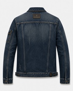 Veste en jean pour homme de haute qualité, tissu en denim de coton, vêtement d'extérieur élégant et décontracté, coupe confortable pour un usage quotidien et la mode urbaine - Product Image 2