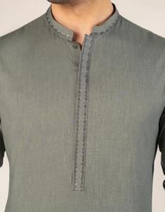 Traje Shalwar Kameez para Hombre, Diseño 2026, Verano, Casual, Algodón, Manga Larga, Patrón Liso, Transpirable, para Uso Diario, Hecho en Fábrica - Product Image 4