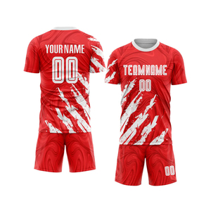 Maillot de football en sublimation rouge et blanc, respirant, en polyester, pour homme adulte, vêtements de sport pour une performance optimale - Product Image 1