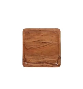 Plato redondo de madera para servir alimentos y vajilla de madera maciza de nogal y haya con técnica de pulido para fiestas a bajo precio - Product Image 2
