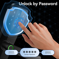 Cerradura Inteligente WiFi Negra Moderna con Aplicación TTLock, Huella Dactilar, Código PIN, Tarjeta RFID y Llave Mecánica, Resistente al Agua IP65