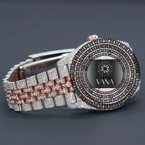 นาฬิกาข้อมือควอตซ์อนาล็อก VANA JEWELS หน้าปัดทรงกลมประดับเพชรเต็มหน้าปัด ตัวเรือนสแตนเลสสตีล ดีไซน์หรูหราทันสมัยสำหรับผู้หญิง - Product Image 6