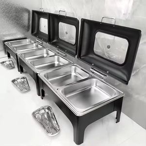 Chauffe-Plat Moderne Doré en Acier Inoxydable avec Couvercle pour Buffet, Idéal pour Hôtels, Restaurants et Services de Traiteur - Product Image 2
