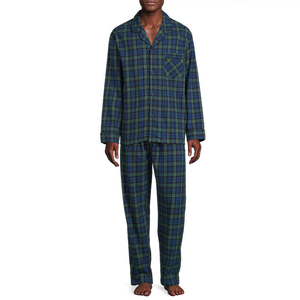 Ensemble de pyjama en flanelle à carreaux pour homme, avec cordon de serrage sur le devant, manches longues, vêtements de nuit décontractés pour l'hiver, 100% coton, respirant, léger, de haute qualité - Product Image 3