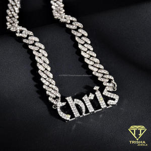 Luxury Moissanite Diamond DAVIS Custom <b>Letter</b> Necklace With Fully Sparkling Pendant Design Bold <b>Name</b> Style Hip Hop Jewelry - Product Image 3