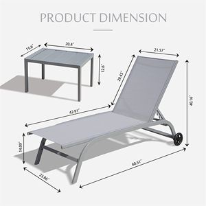 Juego de 3 Sillas de Jardín Ajustables con Ruedas, Aptas para Piscina, Muebles de Patio para Uso en Exteriores - Product Image 2