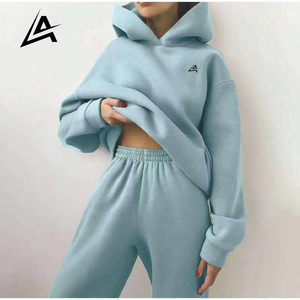 Sudadera Corta con Capucha para Mujer, Marca Aifran Sports, con Logotipo Personalizado, Hombros Caídos, Estilo Holgado, Tejido French Terry de Alta Calidad - Product Image 3