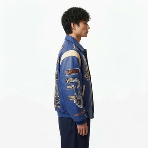 แจ็คเก็ตวาร์ซิตี้สีน้ำเงิน สไตล์ผู้ชาย Midnight 180 Drift Unit แบบ Patchwork สตรีทแวร์ ปกคอพับได้ กันลม เสื้อโค้ทฤดูใบไม้ร่วง - Product Image 3