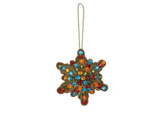 Ornement suspendu festif en forme d'étoile avec broderie Zari – Ornement artisanal haut de gamme pour l'exportation en gros | Zari suspendu pour l'Aïd - Product Image 1