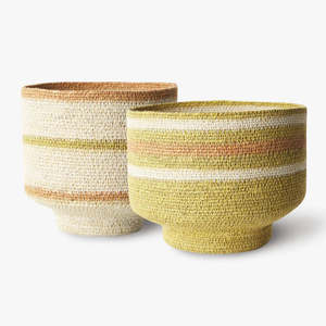 New Arrival Round Braided Seagrass <b>Storage</b> <b>Basket</b> Multi Color Stripe Design Sustainable Home Organizer Wholesale Bulk Supplier - Product Image 1