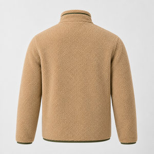 Men Custom Polar Fleece Sherpa <b>Jacket</b> | Stand Collar Berber Shearling Winter <b>Jacket</b> Casual <b>Reversible</b> Design Front Windproof - Product Image 3