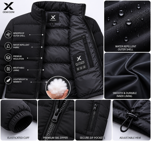 Veste matelassée coupe-vent X Sports City à col montant, isolation premium, doublure intérieure lisse et durable, tissu hydrofuge - Product Image 6