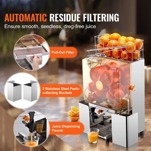 Exprimidor de Naranjas Automático Comercial de 120W, Exprimidor de Naranjas de Acero Inoxidable con Grifo de Agua, Extractor de Jugo de 20 Naranjas/Min - Product Image 4