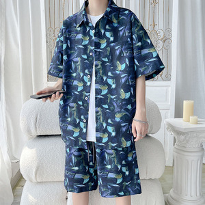 Ensemble d'été pour homme, décontracté, deux pièces, t-shirt et short, tissu en coton respirant, confortable, doux, pour tous les jours, plage, vacances, vêtements d'été - Product Image 2