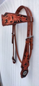 Arnés de Cuero de Vaca de la Mejor Calidad - Brida Western Side Pull - Brida para Caballo con Cuerda Procesada para la Nariz y Cabezada - Product Image 2