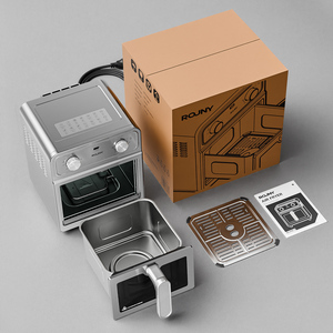 304 Paslanmaz Çelik Kare Modern Air Fryer Fırın 1700W 6L BPA İçermeyen Tüm Metal Tost Makinesi Fırın Kızartma Pişirme Kavurma Ev Tipi Kullanım - Product Image 5