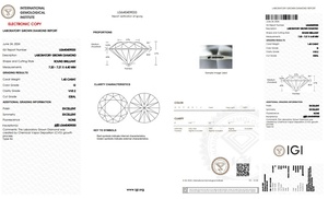 Diamante CVD cultivado en laboratorio de 1,40 CT de alta calidad, 7,20 MM, corte brillante redondo, IGI certificado por centro de mesa, para solitario - Product Image 2