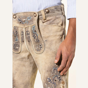 Auténticos Lederhosen Bávaros para Hombre, Pantalones Cortos Tradicionales de Cuero de Cabra Marrón con Diseño Bordado Personalizado para Oktoberfest - Product Image 3