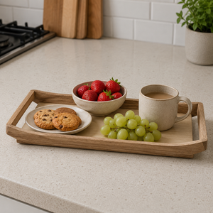 Premium Wooden Serving Tray with Handles | Large Rectangular Breakfast Tray for Home Hotel Restaurant Kitchen Coffee <b>Table</b> Decor - Product Image 2