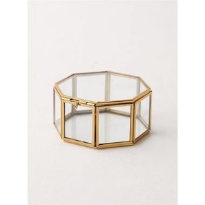 Luxury Brass Glass Jewelry <b>Box</b> Gold <b>Keepsake</b> Organizer Clear Glass Decorative Display <b>Box</b> For Wedding Gift Home Decor Storage - Product Image 3