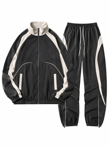 Men's <b>Zip</b> <b>Up</b> Windbreaker <b>Jacket</b> Set with Matching Athletic Pants - Product Image 3