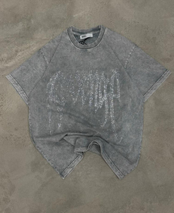 T-shirt décontracté pour homme à col rond et manches courtes en jersey 100% coton gris surdimensionné anti-boulochage 220g - Product Image 1
