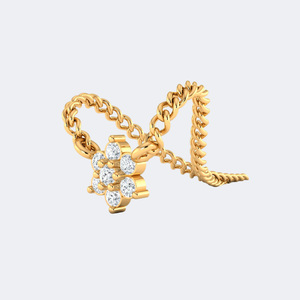 Pendentif en diamant rond brillant plaqué or 0,10 CTW certifié IGI, serti de griffes en forme de fleur, pour mariage, fiançailles, anniversaire, cadeau - Product Image 5