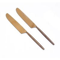 Couteau de table en acier inoxydable rose doré, pour droitiers, fait main, de luxe, pour hôtel, mariage, restaurant, vente en gros