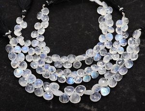 Cuentas facetadas de piedra lunar arcoíris natural AAA en forma de corazón de 9-10 mm, cuentas de piedras preciosas arcoíris, hilo de 10 pulgadas, por mayorista indio. - Product Image 6