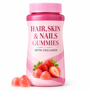 Gummies de collagène naturel OEM/ODM sous marque privée pour cheveux, peau et ongles - 60 unités - Complément beauté et santé - Formule personnalisée - Emballage sur mesure - Product Image 1