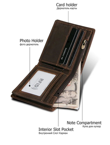 Elegante Cartera de Cuero Genuino Ecológica con Cierre de Botón para Hombre, con Diseño Único - Product Image 2