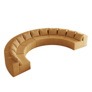Divano Componibile Curvo Simmetrico in Velluto a Coste con 12 Cuscini, Arredamento Semicircolare per Camera da Letto e Soggiorno - Product Image 3