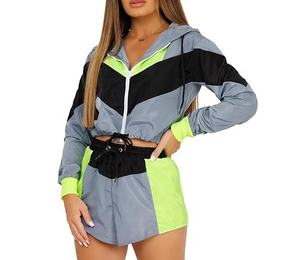 Conjunto de Pantalones Cortos y Chaqueta Cortavientos para Ciclismo de Verano para Mujer, Diseño Sólido, Talla Grande, para Correr - Product Image 4