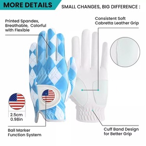 Gants de golf à doigts entiers pour hommes, marque privée, pour droitiers et gauchers, avec marqueur de balle, lot de 2, en cuir véritable, vente en gros pour usage sportif - Product Image 5