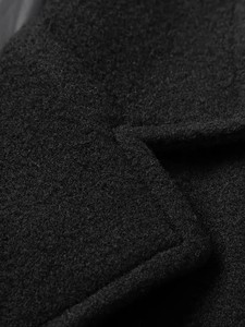 Manteau long pour homme en laine/polyester, col à revers, simple boutonnage, coupe classique, noir, anti-plis - Product Image 5