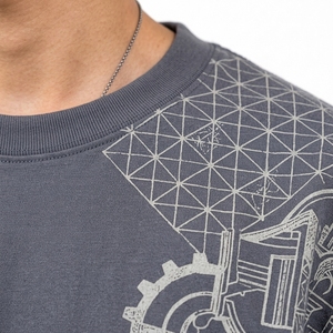 Camiseta de Manga Corta para Hombre, 100% Algodón, Cuello Redondo, Corte Holgado, Estampado Gráfico, Hombros Caídos, Estilo Urbano, Talla Grande, Personalizable (OEM) - Product Image 4
