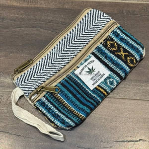 2025 nouveau portefeuille en chanvre fait à la main écologique motif de tissage Chevron pochette à fermeture éclair pour espèces et pièces petit Mini portefeuille avec dragonne - Product Image 2