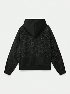 Survêtements en coton épais 100 % avec strass, respirants, personnalisables, avec sweat à capuche zippé et pantalon de jogging, nouvelle mode - Product Image 6