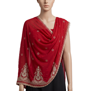 Pañuelo Hijab de Chifón para Mujer al por Mayor con Borde Bordado de Margaritas y Pedrería, Ligero, Transpirable y Suave, OEM ODM - Product Image 3