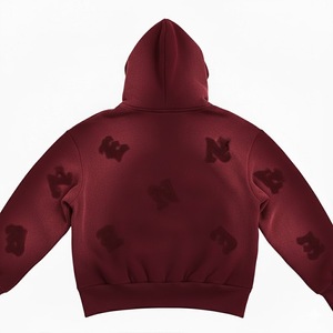 Unisex <b>Black</b> Solid Embossed Custom Printed Breathable Winter Front Pullover Hoodie Cotton <b>Fleece</b> Casual Streetwear OEM Service - Product Image 2