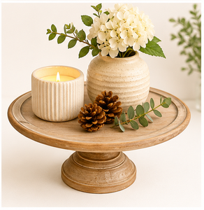 Versatile Natural Wood <b>Cake</b> Pedestal <b>Stand</b> Durable Round Wooden Serving Tray And Cupcake Holder For Home Decor Hotels Tableware - Product Image 2