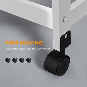 Carrello da Cucina Moderno Bianco in Legno da 32,25 Pollici con Ruote Girevoli a 360°, Portatile, per Microonde, in MDF di Pino Ecologico - Product Image 5