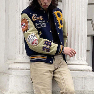 Veste de baseball de style décontracté de haute qualité fabriquée au Pakistan pour hommes, veste d'hiver à manches en cuir sur mesure - Product Image 6