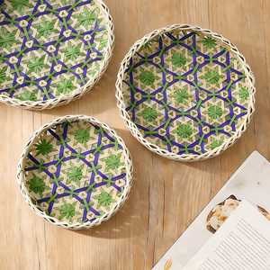 Assiettes en bambou écologiques, faites à la main, rustiques, rondes, vaisselle naturelle pour la maison, les restaurants, les traiteurs - Product Image 6