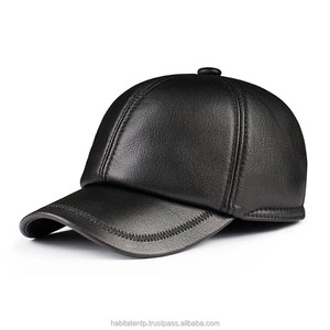 Casquette de baseball en cuir PU noir, 6 panneaux, ajustée, unisexe, décontractée, couleur unie, taille adulte 56-58CM, vente en gros, personnalisable OEM - Product Image 3