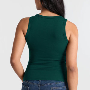 Tops Cortos de Alta Calidad para Mujer al por Mayor con Bordado Frontal Personalizado, Color Sólido, Spandex/Algodón - Product Image 3