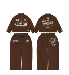 Ensemble de survêtement unisexe léger imprimé délavé à l'acide TAHAD 2026 avec sweat à capuche zippé et pantalon de jogging évasé pour le sport - Product Image 4