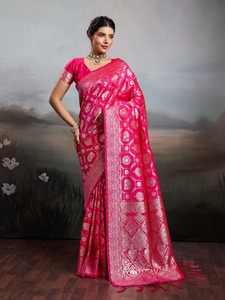 House of Pataudi Woven Banarasi Silk Blend Formal Wedding Loose Fit <b>Saree</b> - Product Image 5